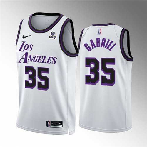 Mens Los Angeles Lakers #35 Wenyen Gabriel White City Edition Stitched Basketball Jersey Dzhi->los angeles lakers->NBA Jersey
